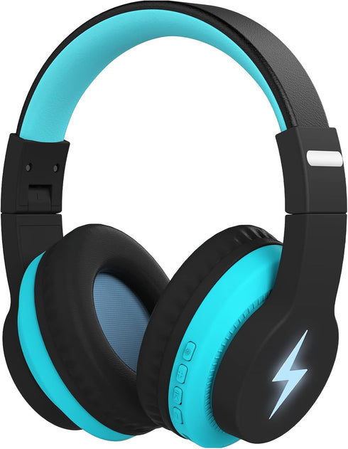 Kids Bluetooth Headphones, Colorful Wireless Over Ear Headset with LED Lights, Built-in Mic, 45H Playtime, 85dB/94dB Volume Limited Headphones for...