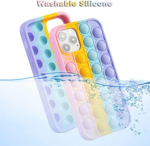 Pop It Phone Case for iPhone 7/6 Plus,Stress Reliever Push Pop Bubble Fidget Toys Cover,Cute Funny Soft Silicone Protective Shell for iPhone 8 Plu...