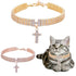 Pet Collar with Diamonds Adjustable Sparkling Jewelry Cross Rhinestone Dog Chain Collar Wedding Cat and Dog Small Pet Necklace Jewelry (M, Rose Go...