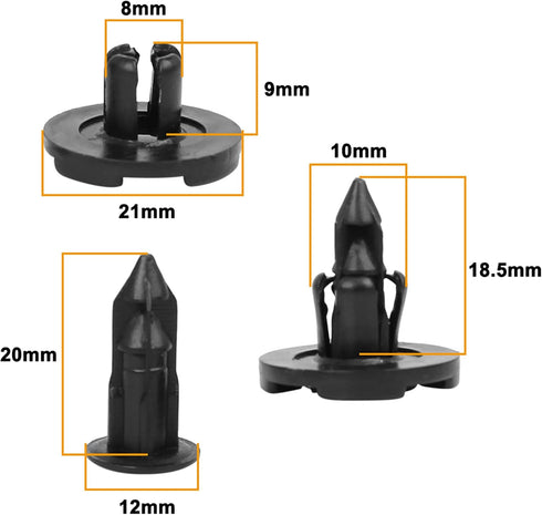 uxcell 30 Pcs 8mm Hole Retainer Clips 01553-09321 Drive Rivets Bumper Push Clips Plastic for Nissan...