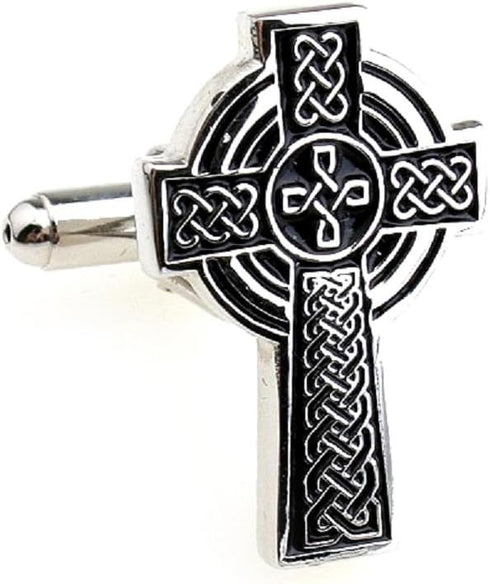 Celtic Cross Irish Ireland Pair Cufflinks in a Presentation Gift Box & Polishing Cloth...