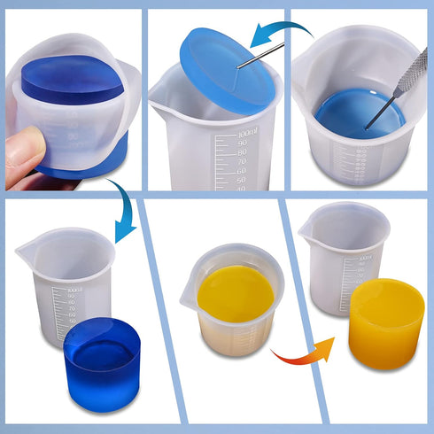 Moukiween 10pcs Silicone Measuring Cups for Resin,100ml Mixing Cups for Resin DIY Craft Jewelry Making Paint Pouring Cup, Non-Stick Clearer Precis...