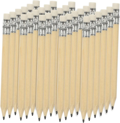 Ciieeo Woodcase Pencils 35pcs Mini Short Pencil Mini Golf Mini Pencils Mini Erasers Wood Color Wooden Eraser Erasable Pencils...
