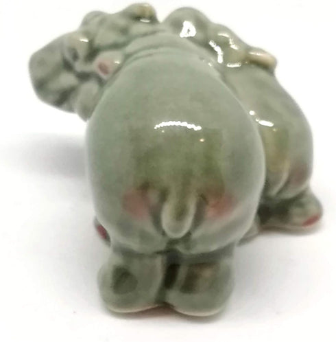 ZOOCRAFT Ceramic Hippo Figurine Mom and Baby Hand Painted Porcelain Terrarium Garden Decor Collectibles...
