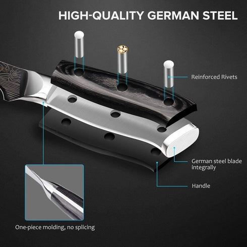 MOSFiATA 6" Boning Knife, Sharp Kitchen Cooking Knife with Finger Guard and Knife Sharpener, German High Carbon Stainless Steel EN1.4116 Chef’s Kn...