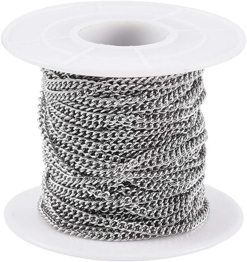 Pandahall 32.8 Feet 304 Stainless Steel Curb Chains 2.7x2x0.5mm Metal Link Chain Unwelded Jewelry Chains for DIY Bracelet Necklace Jewelry Making...