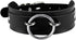 Men's Black Wide Faux Leather Collar Choker Adjustable Thick PU Necklace for Women,Alloy Metal Big Round Ring Charm...