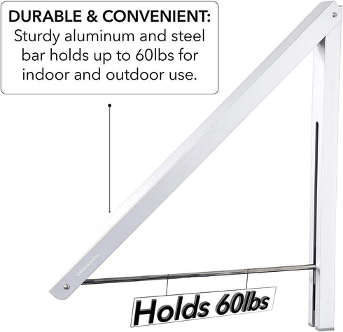 Single Foldable Clothing Rack, Wall-Mounted Retractable Clothes Hanger for Laundry Dryer Room, Hanging Drying Rod, Small Collapsible Folding Garme...