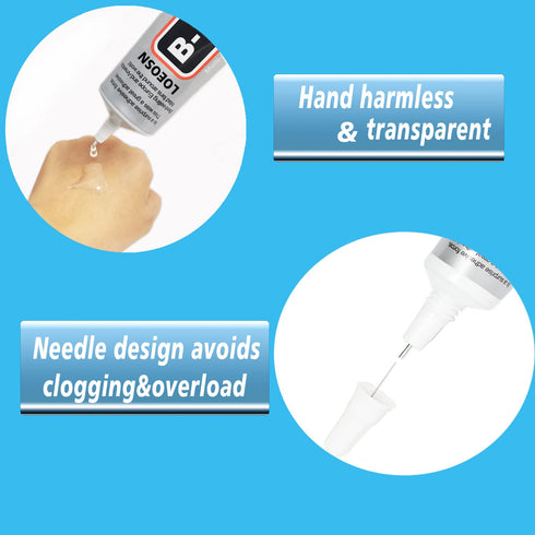 B-7000 Glue Clear for Rhinestone Crafts, Jewelry and Bead Adhesive B7000 Semi Fluid High Viscosity Super Glues Rhinestones Glues for Fabric Cell P...