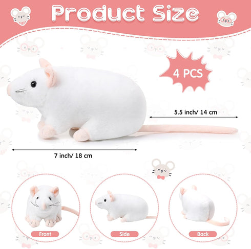 4 Pcs Stuffed Rat Animal Plush Rat Realistic Mouse Plush Fake Rat Toys 7 Inch Soft Cuddly Mouse Plushies for Birthday Party Favor Animal Scary Par...