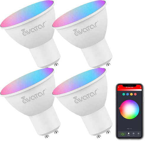 GU10 Smart Bulb 4 Pack, RGBCW Color Changing Alexa LED Light Bulbs 5W - WiFi Track Light Bulbs Dimmable Music Sync 2.4G WiFi Smart Bulbs Compatibl...