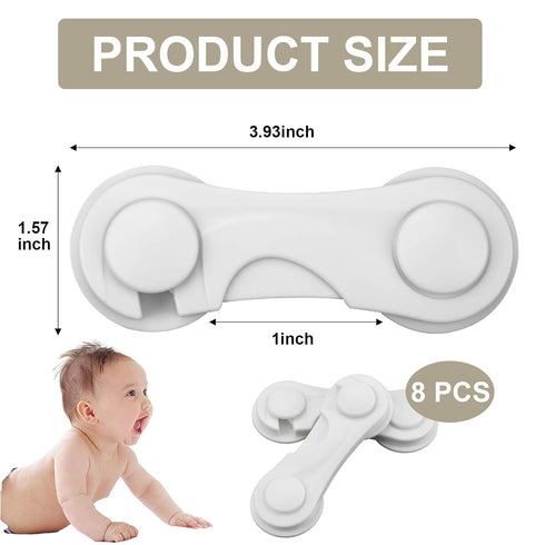 8 Pack Cabinet Door Locks for Baby Proof and Child Safety Cabinet Locks with Adhesive Childproof Door Latch Child Safety Locks for Kitchen Drawer ...
