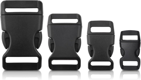 32 Pack Contoured Paracord Buckles, 3/8 Inch, 5/8 Inch, 3/4 Inch, and 1 Inch Side Release Plastic Buckle for Paracord Bracelet Clip, Parachute 550...