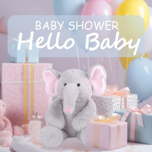 Elephant Teddy Bear Stuffed Animals Plush Elephant Toys with Pink Ears Nose for Girls Boys Kids Babies Shower Bedtime Gifts, 15.7"...