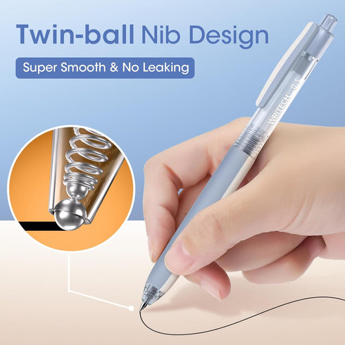 WRITECH Retractable Gel Ink Pens: 8ct Black Ink 0.5mm Extra Fine Point Tip Click Pen for Smooth Writing Journaling Drawing Note Taking Sketching N...