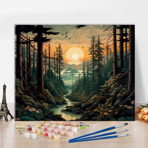 TUMOVO Paint by Number for Adults Canvas Forest Landscape Adult Paint by Number Kits Adults' Paint-by-Number Kits DIY Painting for Adults Paint by...
