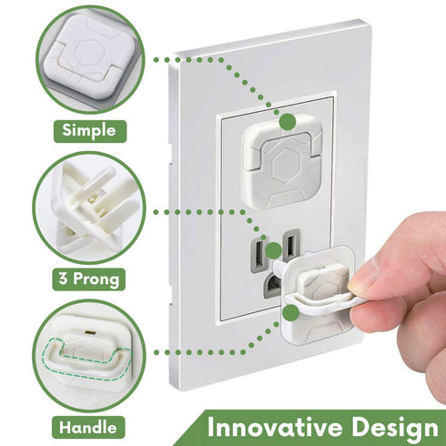 Outlet Covers Baby Proofing Socket Protectors Child Safety Plug Caps Difficult for Toddler to Remove Electric Shock Guard for US 3-Prong White 40 ...