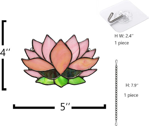 Lotus Flower Decor Stained Glass Window Hangings,Sun Catcher Gift for Mom Lotus Flower Decoration for Kitchen Livingroom,Birthday Gifts for Women...