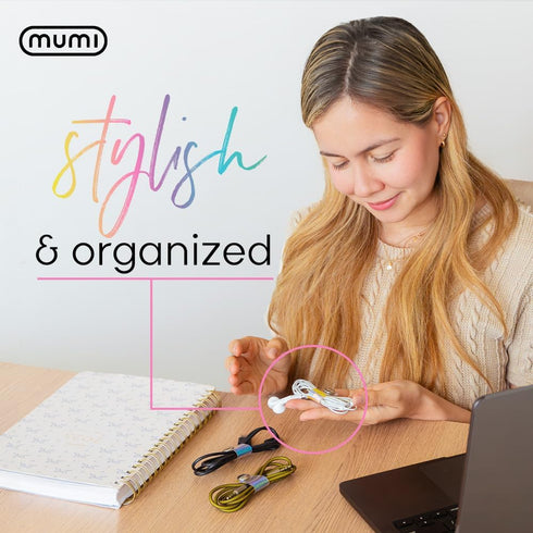 MUMI Holographic Cord Organizer - Stylish Cable Ties and Cord Wraps for Cable Management - Set of 3 Durable 3.1 x 0.78-inch Straps...