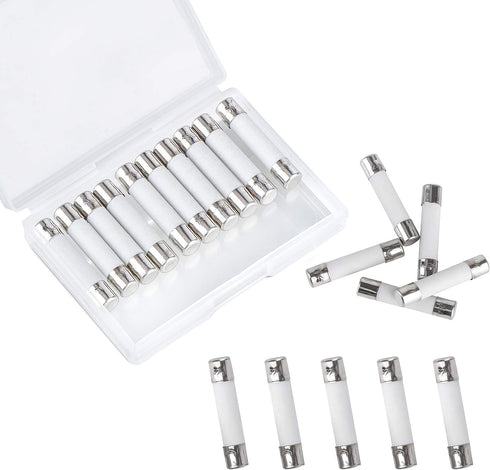 10 Pieces Microwave Fuse Ceramic Tube Fuse 20 Amp 250 V Slow Blow Fuse Time Delay Fuse, Compatible with GE WB27X10388, Kenmore Microwave, 6 x 30mm...