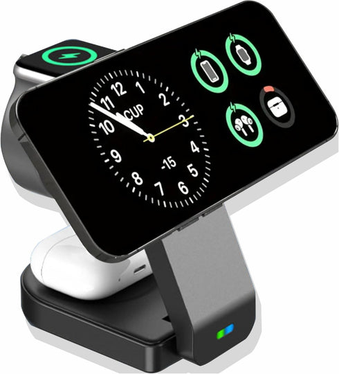 3 in 1 Wireless Charging Station for Apple MagSafe Charger Multiple Devices,Magnetic Foldable 15W Fast Wireless Charger Stand for iPhone 15/14/13/...