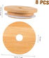 DOITOOL 8pcs Bamboo Jar Lids with Straw Hole Reusable Bamboo Jar Lids for Regular Mouth Mason Jar 70MM...