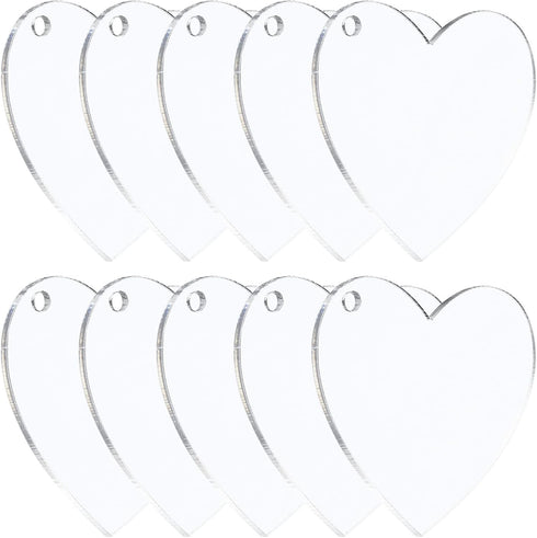 PATIKIL Acrylic Hearts Discs, 10 Pack Plastic Clear Blank Christmas Tree Ornament Keychain Transparent Pendant Hanging Decoration for Custom DIY 5...