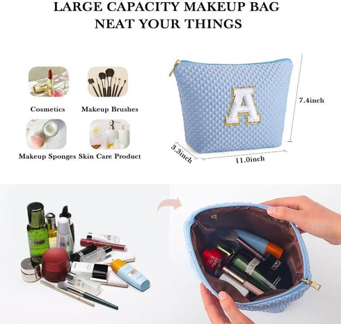 Makeup Bag - Travel Makeup Bag Cosmetic Bag, Monogram Initial Makeup Bags, Cosmetic Bag, Make Up Bag, Travel Cute Makeup Pouch Makeup Case, Person...