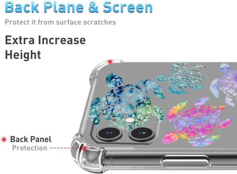Sea Turtles iPhone 11 Case,Ocean Creatures Pattern Design for Women Men,Soft Transparent TPU Bumper Case for iPhone 11...