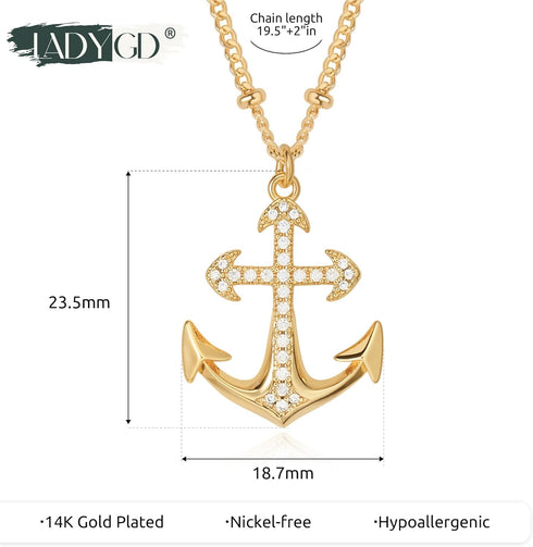 Gold Pendant Necklace for Women 14K Gold Plated Cubic Zirconia Pearl Ocean Coin Starfish Seashell Dainty Necklace Handmade Gold Jewelry Gifts...