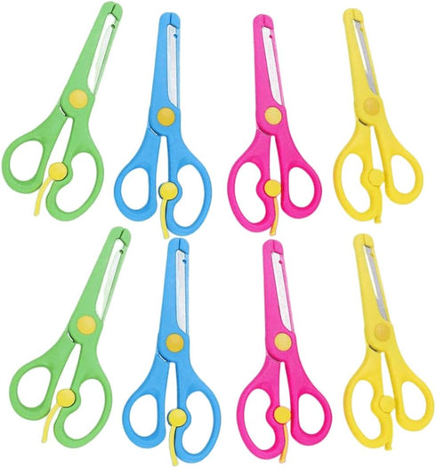8 Pack DIY Art & Craft ScissorsKids Safety Scissors Preschool Training Scissors Kids Toddler Safety Spring Scissors...