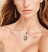 Lotus Charm Necklace Antique Decor Cameo Pendant 2 Chains Velvet Pouch for Gift...