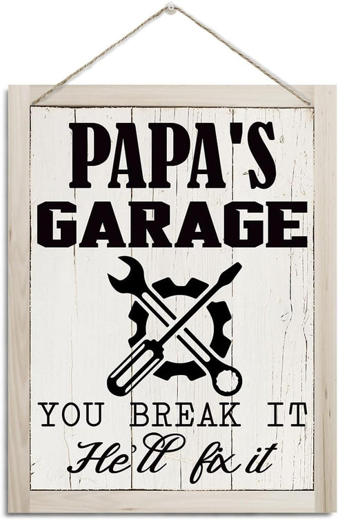 Papa Gifts, Papa Sign, Rustic Hanging Wood Plaque Sign, Decorative Wood Wall Sign, Papa Garage Hanging Decor, Farmhouse Tool Room Decor, Father's ...