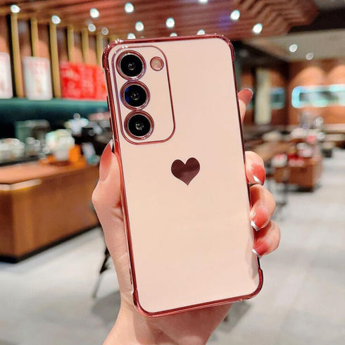 for Samsung Galaxy A15 5G Case for Women Girls, Cute Love Heart Luxury Plating Bumper Full Camera Protection Soft TPU Silicone Shockproof Slim Pro...