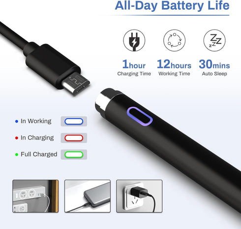 Stylus Pens for Touch Screens, Universal Fine Point Stylus for iPad, iPhone, iOS/Android Smart Phone and Other Tablets, Active Stylus Stylist Pen ...