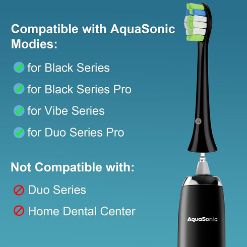 Replacement Toothbrush Heads Compatible with Aquasonic Black Series/Vibe Series/Black Series Pro/Duo Series Pro,8 Pcs Black Electric Toothbrush He...