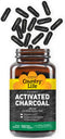 Country Life Activated Organic Coconut Charcoal Capsules, 260mg – Natural Charcoal Supplement for Gas and Bloating Relief, Gluten-Free, 180 Vegan ...
