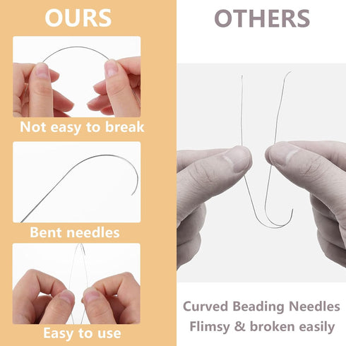 5 Pcs Bead Spinner Needles?Stainless Large Eye Curved Beading Needles?Clip-Style Beading Needles with Handle, for Beading Bracelet Necklace Jewelr...