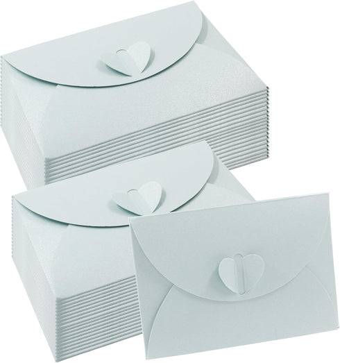50PCS Mini Envelopes with Heart Shaped Clasp, 4 x 2.8 inch Gift Card Envelopes for Wedding Invitations, Note Cards, Business Card, Greeting Cards,...