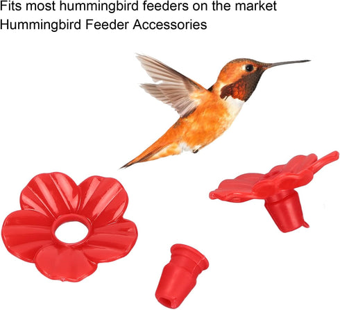 Hilitand 30 Sets Hummingbird Feeder Flowers Plastic Unique Shape Flowers Bird Feeder Bird Feeder Replacement Parts (Red)...