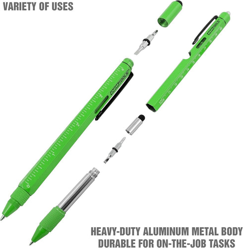 OEMTOOLS 22670 Multi-Tool Pen Set 2 Piece, Ballpoint EDC Pen Stylus Combo, Screwdriver, Ruler, Level, Multitool Flashlight Combo, Great Gift for D...