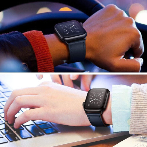 OUHENG Compatible with Apple Watch Band 42mm 41mm 40mm 38mm, Genuine Leather Band Replacement Strap Compatible with Apple Watch Series 10/9/8/7/6/...