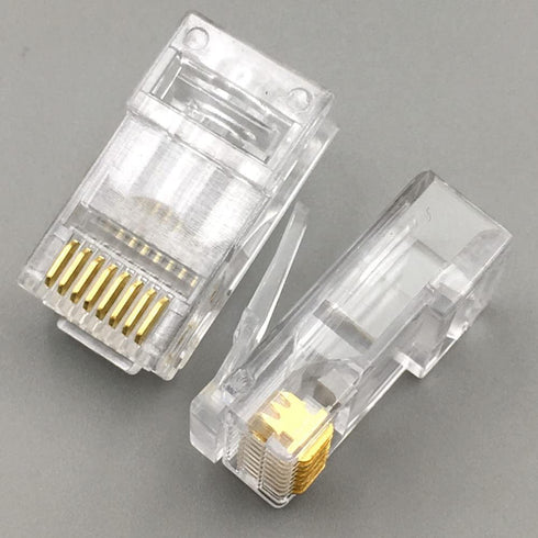 PETECHTOOL 100-Pack RJ45 CAT6A CAT6 Pass Through Connectors 23AWG Cables-End Bold UTP Ethernet 8P8C Gold Plated Modular Plug for Unshielded Twiste...