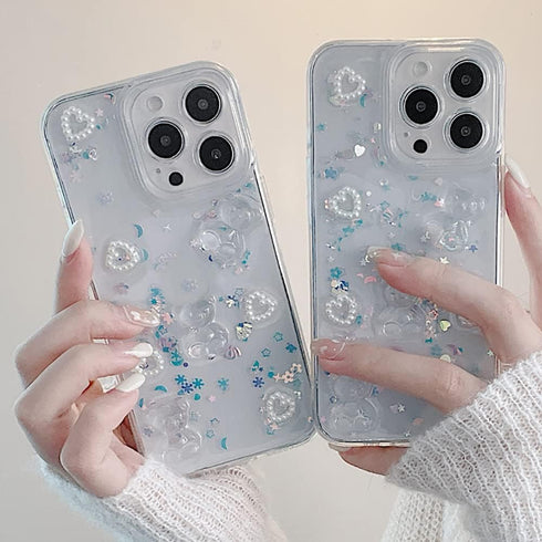 Fycyko Phone Case for iPhone 12 Pro Max,Cute 3D Bear Glitter Bling Clear Design for iPhone 12 Pro Max Case Women Girl Shockproof Camera Protect-6....