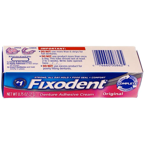 Fixodent Denture Adhesive Cream, Original, Strong And Long Hold - 0.75 Oz by Fixodent...