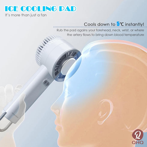 Ice Cooling Handheld Fan, 3s Instant Cool Down Refrigerating Ice Rubbing Pad, Portable Mini Air Conditioner Fan...