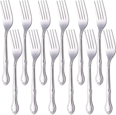 Stainless Steel Kitchen Dinner Forks 12-Piece Dinner Fork Set 7.3-inch Stainless Steel Table Forks Classic Flatware Silverware Sets Cutlery Utensi...