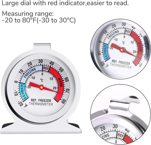 6PCS Refrigerator Freezer Thermometer - Refrigerator/Freezer/Fridge Temperature Cooler - Classic Series Large Dial Thermometer (6)...