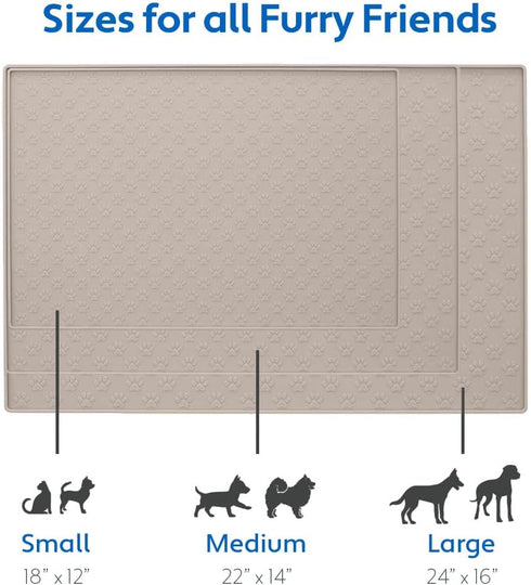 MIGHTY MONKEY 100% Waterproof Dog Food Mat, Raised Edges Silicone Pet Feeding Placemat for Cat, Dogs, Pet Bowls, High Lipped Tray Prevents Water S...