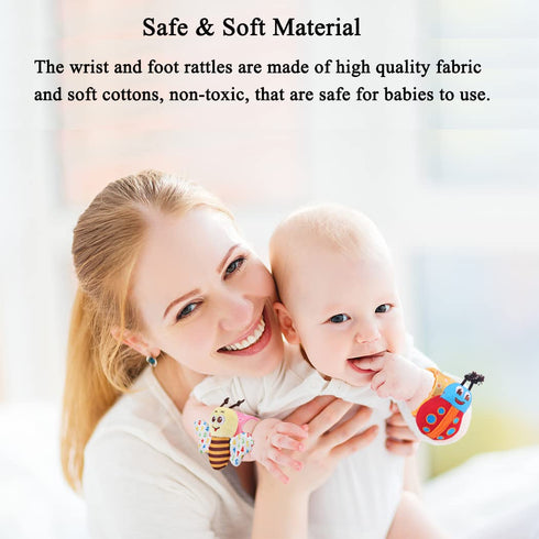 Baby Rattles Toys 0-3-6-12 Months, Wrist Rattles & Foot Rattle Socks Toy for Babies, Soft Newborn Toys for Infant Boy or Girl...
